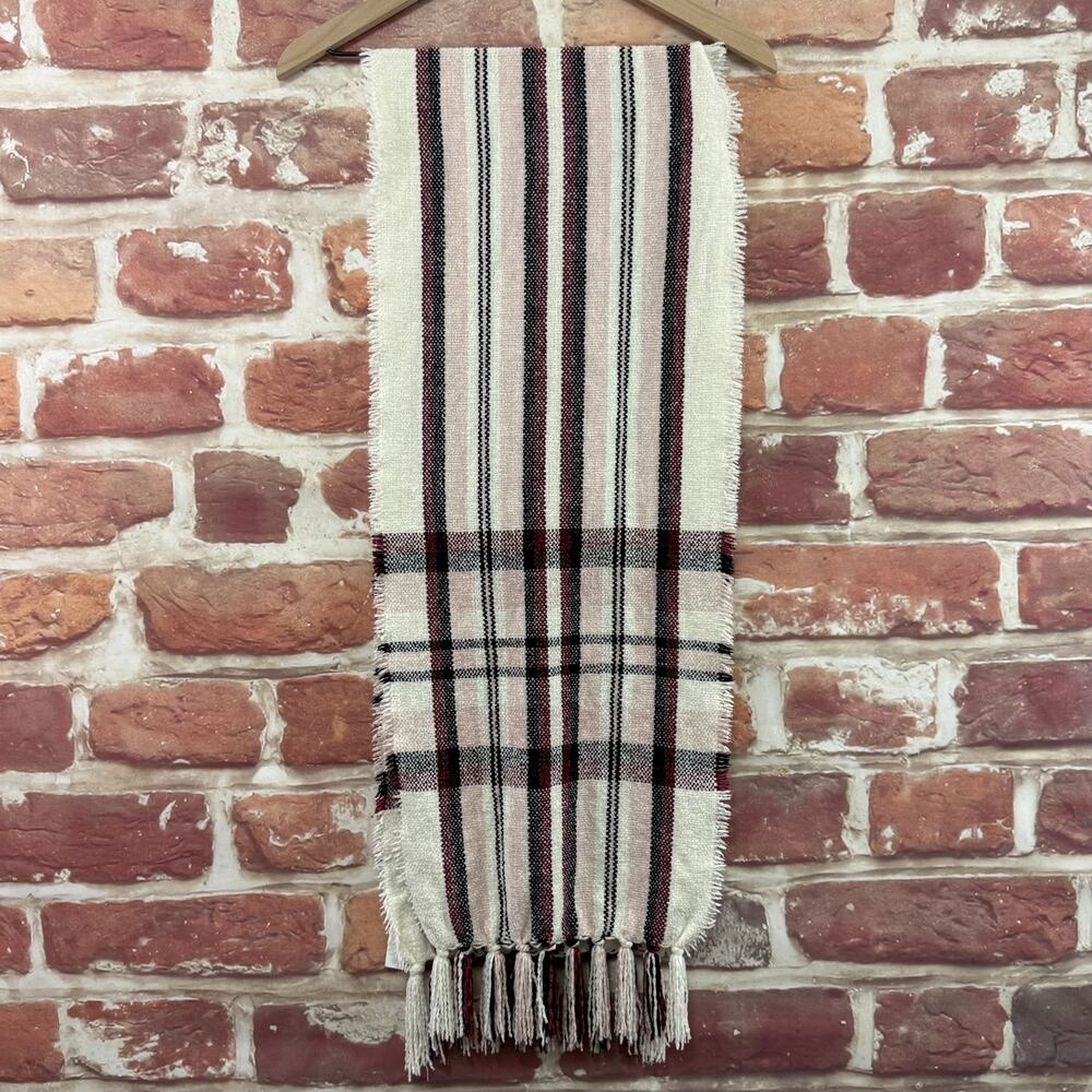 Style & Co Neck Scarf Women's One Size Multicolor Plaid Striped Fringe Soft Cozy